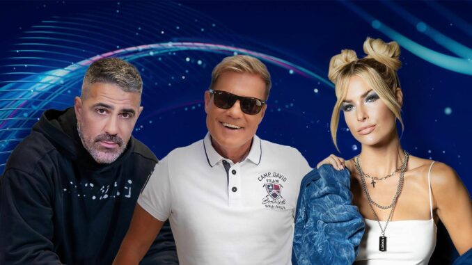 Deutschland sucht den Superstar V.l.: Anis Ferchichi (Bushido), Dieter Bohlen und Isi Glück (über RTL)